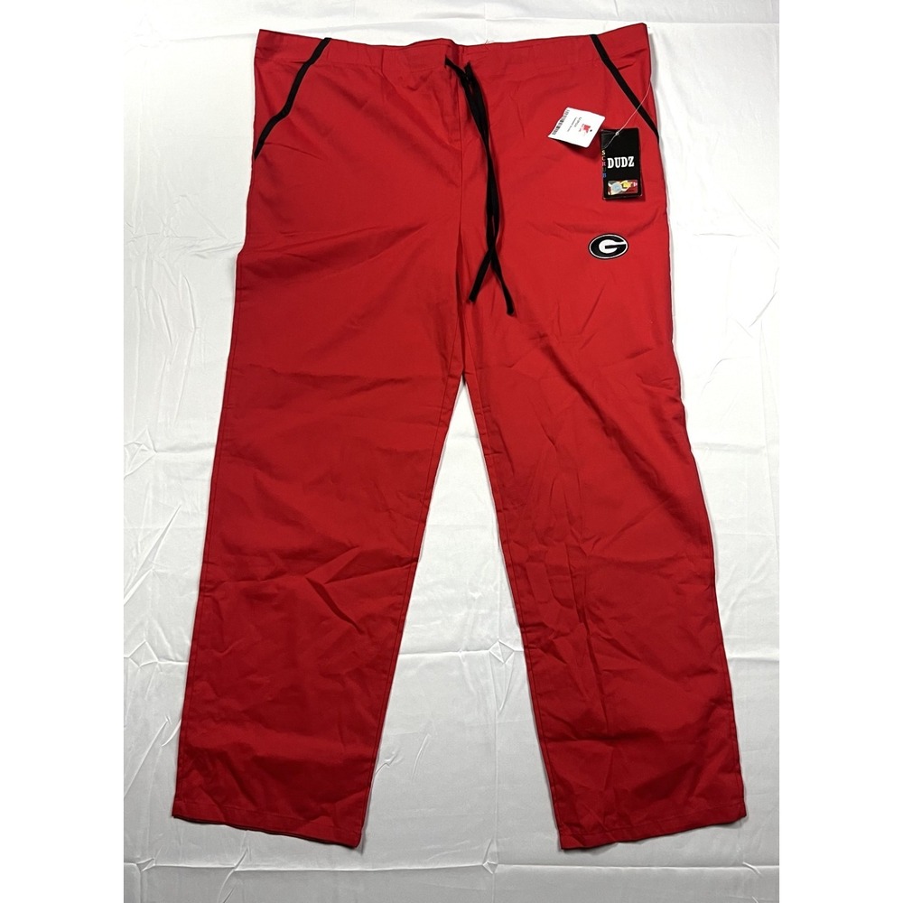 SCRUB DUDZ UGA Bulldogs Licensed Unisex M Red Drawstring Scrub Pants NWT 65/35]